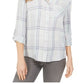 Style & Co Women's Plaid One Pocket Shirt Grey Size X-Large