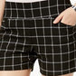 INC  International Concepts Women's Plaid Pull On Shorts White/Black Size 10