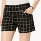INC  International Concepts Women's Plaid Pull On Shorts White/Black Size 10