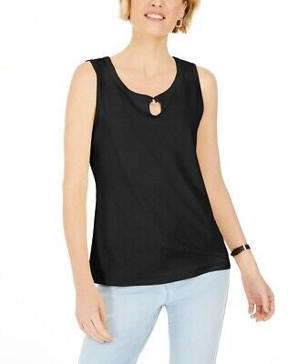 Karen Scott Women's Keyhole Hardware Tank  Black Size X-Small