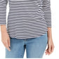 Charter Club Women's 3/4 Sleeve Striped Top  White/Navy Size Small