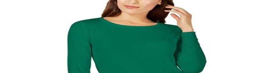 Alfani Women's Long Sleeve Jewel Neck Top Green Size X-Large