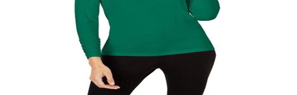 Alfani Women's Long Sleeve Jewel Neck Top Green Size X-Large