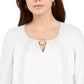 JM Collection Women's Crochet Trim Tie Top White Size Medium