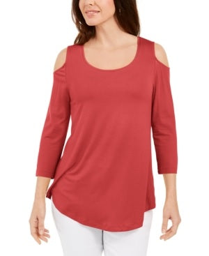 JM Collection Women's Cold Shoulder Top Orange Size X-Large
