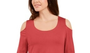 JM Collection Women's Cold Shoulder Top Orange Size X-Large