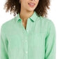 Charter Club Women's Linen Shirt Lime Green Size X-Large