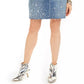 INC  International Concepts Women's Curvy Fit Rhinestone Embellished Denim Skirt  Blue Size 0