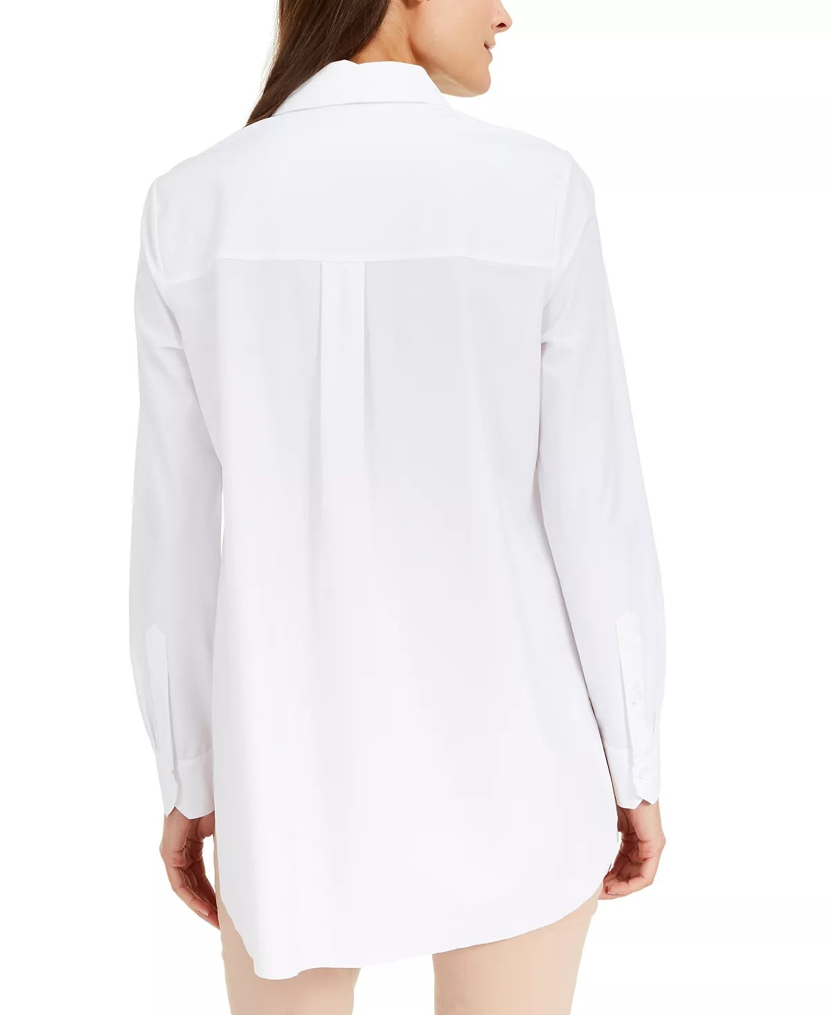 Alfani Women's Long Sleeve Knit Button Front Top White Size Petite Medium