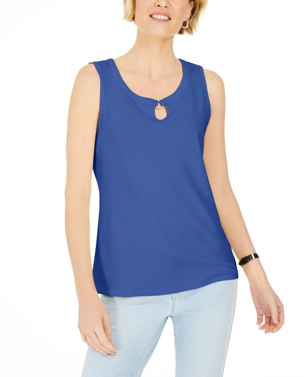 Karen Scott Women's Keyhole Hardware Tank  Blue Size Medium