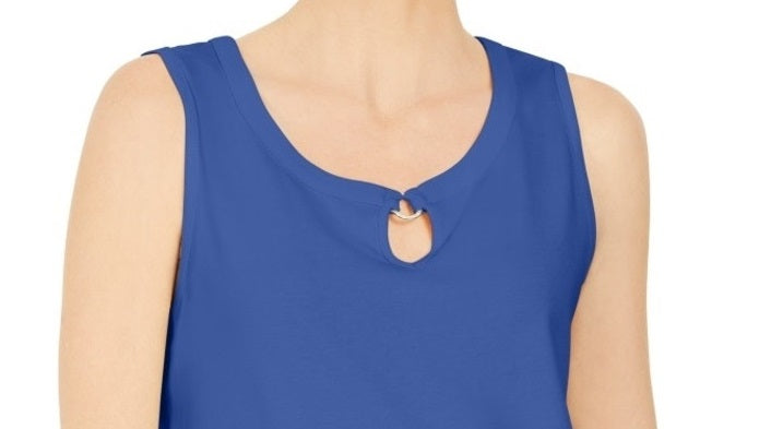Karen Scott Women's Keyhole Hardware Tank  Blue Size Medium