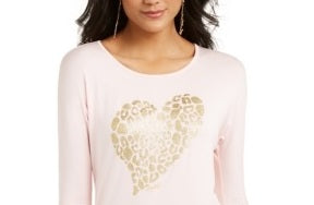 Thalia Sodi Women's Metallic Printed Top Pink Size X-Large
