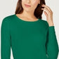 Alfani Women's Blouse Small Knit Long-Sleeve Ruched Green Size Small