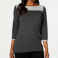 Karen Scott Women's Cotton Colorblocked Sweater Grey Size X-Small
