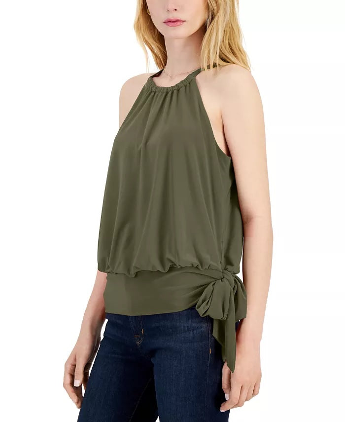 INC International Concepts Women's Earth Solid Halter Top Green Size X-Large