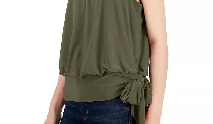 INC International Concepts Women's Earth Solid Halter Top Green Size X-Large