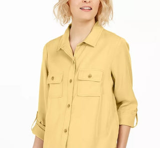 Charter Club Women's Utility Shirt Beige -Size Large