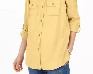 Charter Club Women's Utility Shirt Beige -Size Large
