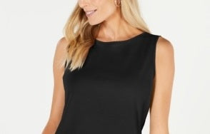Karen Scott Women's Boat-Neck Cotton Tank Top Black Size Medium