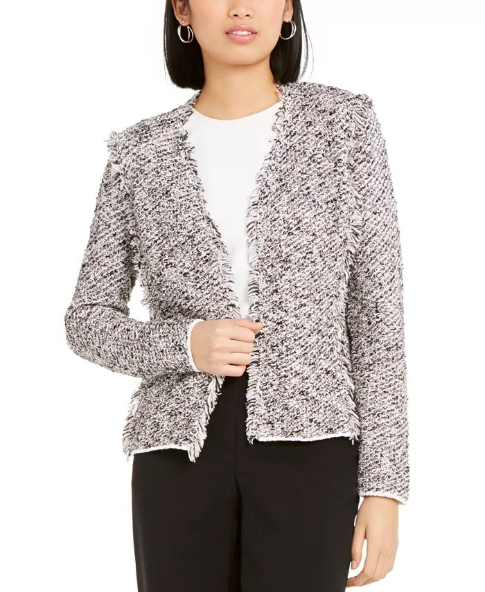Alfani Women's Mixed-Yarn Open-Front Cardigan Black Size XX-Large