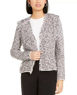 Alfani Women's Mixed-Yarn Open-Front Cardigan Black Size XX-Large