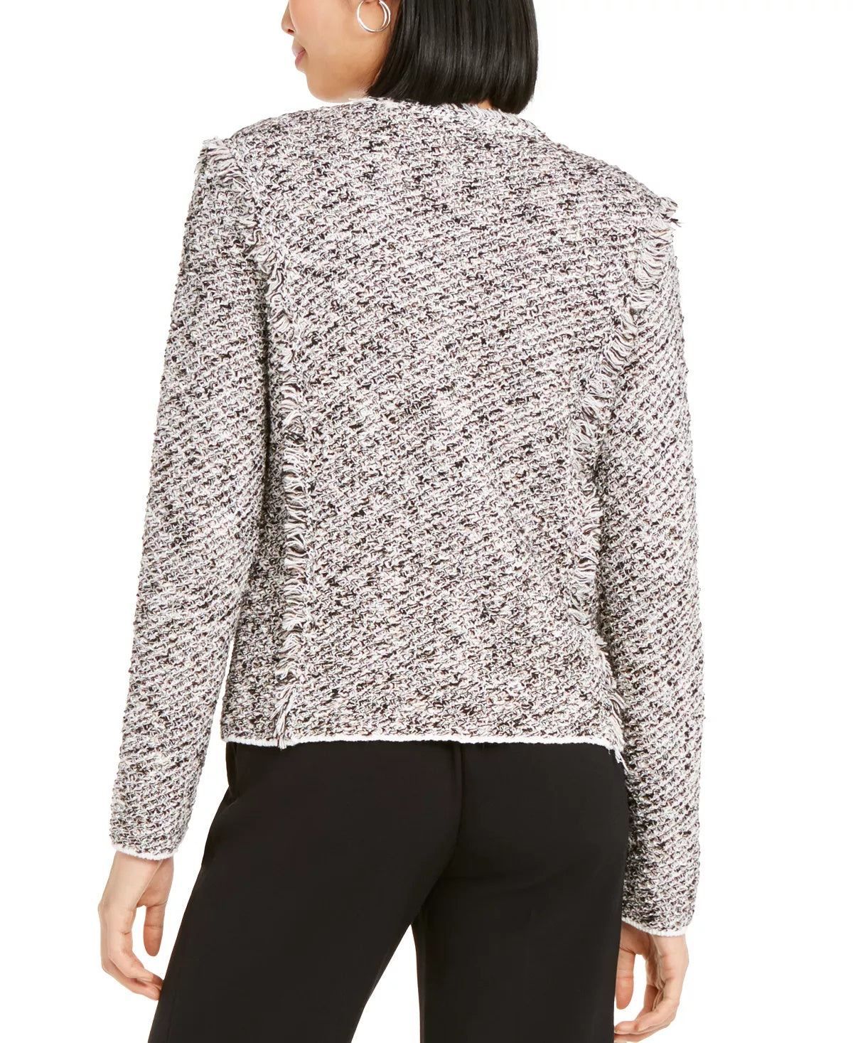 Alfani Women's Mixed-Yarn Open-Front Cardigan Black Size XX-Large