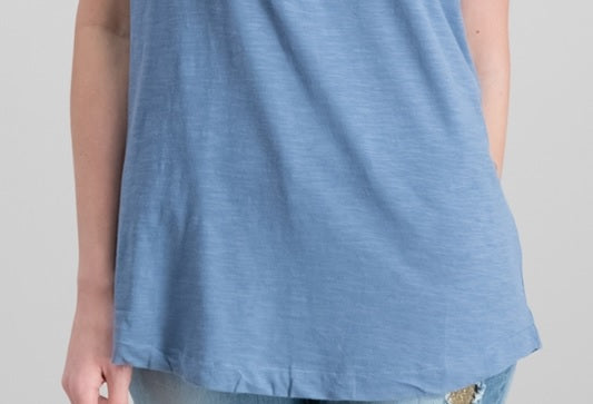 Style & Co Women's Cuffed-Sleeve Cotton T-Shirt Blue Size Small