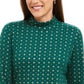 Karen Scott Women's Snowflake Dot Printed Mock-Neck Top Green Size Small
