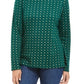 Karen Scott Women's Snowflake Dot Printed Mock-Neck Top Green Size Small