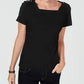 Karen Scott Women's Petite Square-Neck T-Shirt Black Size Medium