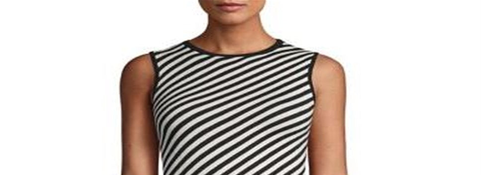 Anne Klein Women's Sleeveless Stripe Tank Top Black Size L