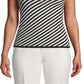 Anne Klein Women's Sleeveless Stripe Tank Top Black Size L