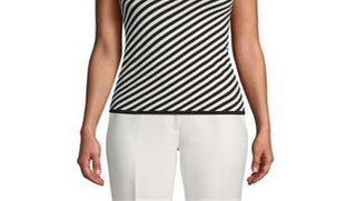 Anne Klein Women's Sleeveless Stripe Tank Top Black Size L