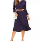 Charter Club Women's Jacquard Dot Button-Front Belted Dress Blue Size Large