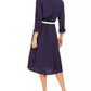 Charter Club Women's Jacquard Dot Button-Front Belted Dress Blue Size Large
