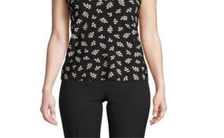 Anne Klein Women's Printed Sleeveless Blouse Black Size X-Small