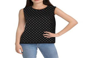 Anne Klein Women's Pullover Polka Dot Tank Top Black Size Medium