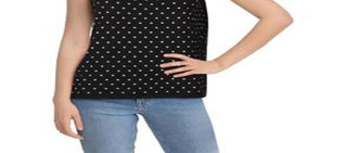 Anne Klein Women's Pullover Polka Dot Tank Top Black Size Medium