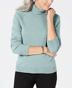 Karen Scott Women's Petite LuX-Smalloft Turtleneck Sweater Blue Size PL