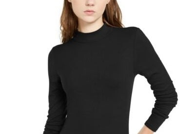 Self Esteem Junior's Mock Neck Bodysuit Black   Size Small