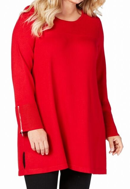 Alfani Women's Ottoman Knit Tunic Sweater Wine Size X-Large