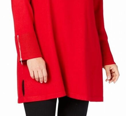 Alfani Women's Ottoman Knit Tunic Sweater Wine Size X-Large