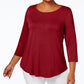 JM Collection Women's Plus Scoopneck Top Red Size 2X