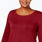 JM Collection Women's Plus Scoopneck Top Red Size 2X