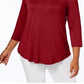JM Collection Women's Plus Scoopneck Top Red Size 2X