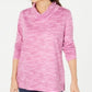 Karen Scott Women's Funnel Neck Space Dyed Top Pink Size Large
