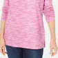 Karen Scott Women's Funnel Neck Space Dyed Top Pink Size Large