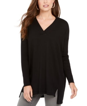 Style & Co Women's V Neck Tunic Black Size PS