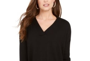 Style & Co Women's V Neck Tunic Black Size PS