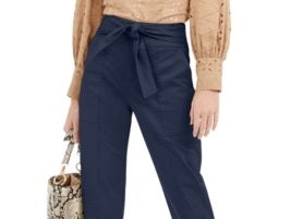 INC International Concepts Women's Tie Waist Utility Pants Indigo Sea Size 6